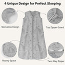 Baby Sleep Sack 12-18 Months 0.5 Tog Wearable Blanket Baby, 3 Pack 100% Cotton Lightweight Sleeping Sack with 2-Way Zipper for Infant Toddler Apricot Gray Green Elephant by TinyTreasures Baby Boutique