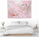 Houselerax Japanese Koi Fish Tapestry, Cherry Blossoms Asian Oriental Pink Flower Branch Koi Fish Carp Tapestries Wall Hanging for Bedroom Living Room Office Decor 40"x30" by CozyNest Decor