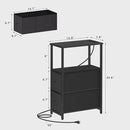 TUTOTAK Small Narrow End Table with Charging Station, Side Table with Outlets, Nightstand with 2 Cloth Drawers, Couch Table, for Living Room, Bedroom, Bedside, Black TB01BK085 by CozyNest Decor