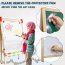 Easel for Kids,Adjustable Wooden Art Easel for Kids,114+ Art Supplies,Double Sided Magnetic Chalkboard and White Board for Kid,Drawing and Painting for Aged 2-4,5-7,8-12,2 Paper Rolls by TinyTreasures Baby Boutique