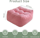 HIGOGOGO Square Stuffed Pouf Ottoman, Corduroy Poufs with Foam Chunk Filling, Furry and Fluffy Pouf Foot Stool Storage Ottoman, 21 X 21 Floor Poufs Foot Rest for Living Room, Pink by CozyNest Decor