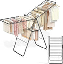 APEXCHASER Clothes Drying Rack, Oversized Drying Rack Clothing with Height-Adjustable, Foldable Gullwings Metal Laundry Rack, Indoor Outdoor Use, No Assembly, Black by CozyNest Decor