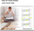 4NM No Assembly Foldable Bookshelf, 4-Shelf Collapsible Bookcase Storage for Small Spaces, 54" H, All White by CozyNest Decor