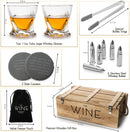 Whiskey and Spirits Gifts for Men Dad Luxurious Twist Glasses with Whiskey Stones - 2 10oz Twist Whiskey Glasses, Tongs, 4 Chilling Rocks Stones - Army Crate Box - US Army, Veteran Military (Bullets)