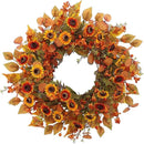 22 inch Artificial Fall Wreaths for Front Door,Autumn Wreath with Eucalyptus Leaves and Chrysanthemum Suitable for Indoor Outdoor Harvest Festival Thanksgiving Day Farmhouse Holiday Decor. by CozyNest Decor