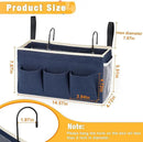 Bedside Caddy Bedside Organizer Bedside Storage Caddy with Fixed Straps and Water Bottle Holder for Home College Dorm Bunk Bed Hospital Bed Crib Bed Rails (2pcs Navy Blue) by CozyNest Decor