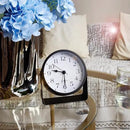 Small Desk Analog Alarm Clock Battery Powered Mini Metal Nightstand Shelf Clock with Light Side Table Decor Mid Century Cute Alarm Clock for Heavy Sleepers Bedrooms Desktop Living Room Bathroom by CozyNest Decor