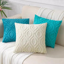 decorUhome Fall Throw Pillow Covers 24x24 Inch Set of 2, Soft Plush Decorative Faux Fur Turquoise Solid Couch Pillow Covers, Accent Farmhouse Neutral Square Euro Pillow Cases for Sofa Bed Living Room by CozyNest Decor