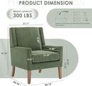 COLAMY Modern Wingback Living Room Chair, Upholstered Fabric Accent Armchair, Single Sofa Chair with Lounge Seat and Wood Legs for Bedroom/Office/Reading Spaces, Green by CozyNest Decor