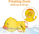 iPlay, iLearn Baby Duck Bath Toy, Toddler Bathtub Suction Water Spinner Gear, Kid Shower Fishing Game W/ Net, Light up Animal, Wind up Swimming Duck, Birthday Gift 6 9 12 Month 1 2 3 Year Old Boy Girl by TinyTreasures Baby Boutique