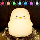 Penguin LED Night Light for Kids, Cute Nursery Color Changing Kids Night Light with Tap Control, USB Rechargeable Portable Squishy Silicone Soft Lamp Gifts for Baby Girls Boys Toddler Children Bedroom by TinyTreasures Baby Boutique