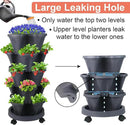 Vertical Planter 5 Tier Stackable Planters Garden Planters Strawberry Herb Flower and Vegetable Planter Indoor Outdoor Gardening Pots with Removable Wheels and Tools by GreenHaven Gardens