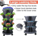 Vertical Planter 5 Tier Stackable Planters Garden Planters Strawberry Herb Flower and Vegetable Planter Indoor Outdoor Gardening Pots with Removable Wheels and Tools by GreenHaven Gardens