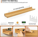 Fun Memories Picture Ledge Shelves Set of 2, 32 Inch Rustic Wall Mounted Floating Shelves with Lip for Home Storage and Décor in Bathroom, Kitchen, Nursery, Bedroom, Living Room, Oak by CozyNest Decor