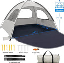 WhiteFang Beach Tent Anti-UV Portable Sun Shade Shelter for 3/4/6/8 Person, Extendable Floor with 3 Ventilating Mesh Windows Plus Carrying Bag, Stakes and Guy Lines by TinyTreasures Baby Boutique