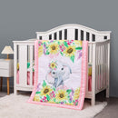 Cloele Crib Bedding Set for Baby Girls - 3 Piece Elephant Baby Bedding Set includes Pink Crib Skirt Crib Quilt Fitted Sheet - Sunflower Soft Nursery Comforter Bedding Set for Girls by TinyTreasures Baby Boutique