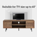 Mid Century Wooden TV Stand Entertainment Console with Open Shelving and 2 Cabinets for Televisions up to 65 Inches(Rustic Oak) by CozyNest Decor