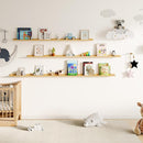 Floating Picture Ledge Shelves for Wall Set of 2, 95 Inches Picture Ledge Shelf with Long Large Nursery Book Shelf for Toys Storage Kids Bookshelf Wall Mounted Living Room Bedroom Decor Frames, Oak by TinyTreasures Baby Boutique