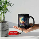 Personalized Name Ceramic Mug, Enchanted Forest Themed Decorative Cup, Custom Cute Fox With Crescent Moon Mug, Customized Floral Fox Coffee Cup 11oz 15oz, Animal Black Mug For Kids by CozyNest Decor