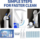 Disposable Toilet Brush Cleaning System, Two Sets of Wands and 60p Refills Pads Replacement Heads, Wall Mounted Toliet Stick Wand Starter Kit Bathroom Maintenance, Toilet Bowl Cleaner Holder by CozyNest Decor