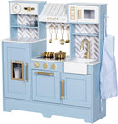 Play Kitchen for Kids, Wooden Children Kitchen Playset w/Coffee Maker, Oven, Stove, Sink, Apron, Ice Maker, Cookware, Kids Toy Kitchen Set for Toddler Girls Boys Pretend Play Toy Gift Ages 3+ by TinyTreasures Baby Boutique