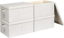 Large 17''x12'' Quart Collapsible Stackable Storage Bins with Lids, 4 Packs Off White Fabric Closet Boxes with Lids, Storage Cube Baskets Container Organizers for Bedroom Office(17''x12.2x''8'') by TinyTreasures Baby Boutique