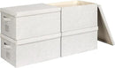 Large 17''x12'' Quart Collapsible Stackable Storage Bins with Lids, 4 Packs Off White Fabric Closet Boxes with Lids, Storage Cube Baskets Container Organizers for Bedroom Office(17''x12.2x''8'') by CozyNest Decor