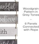 EXCELLO GLOBAL PRODUCTS Large Hanging Wall Sign: Rustic Wooden Decor (Grateful, Love, Believe, Thankful, Faith, Blessed) Hanging Wood Wall Decoration (11.75" x 32") by CozyNest Decor