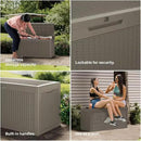 100 Gallon Double-Wall Resin Deck Box - Lockable Waterproof Outdoor Storage Box, 1000lbs Capacity & Doubles as Seating for Patio Furniture - Garden Tools, Pool Accessories (Brown) by CozyNest Decor