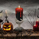 Wondise Halloween Flameless Candles with Ghost Hand, Battery Operated LED Black Candles with 6hrs Timer, Real Wax Pillar Candles with Flickering 3D Wick for Halloween Home Theme Party Decor by CozyNest Decor
