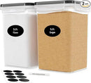 DWËLLZA KITCHEN Large Flour Sugar Storage Containers Set of 2; 175 FL. oz - 5.2L Plastic Airtight Food Storage Containers with Lids for Kitchen Pantry Organization - Food Containers, Labels & Marker by CozyNest Decor
