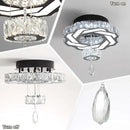 Flashing God 16 Inch Mini Chandelier Modern Crystal Chandeliers Light Semi Flush Mount Ceiling Light Fixture Small Black Chandelier for Bedroom Hallway Kitchen Foyer by CozyNest Decor
