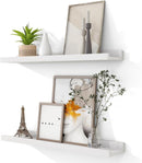Solid Ash Wood Picture Ledge Shelf, 24 Inch Floating Shelves with Lip Set of 2, Photo Ledge Shelf Nursery Bookshelf Wall Mounted for Living Room Bedroom Decor, White by TinyTreasures Baby Boutique