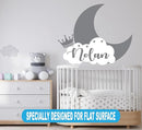 Personalized Name Moon & Cloud Wall Decal - Custom Baby Nursery Sticker - Peel and Stick Mural for Girls & Boys Room - Removable Vinyl Art Decor - Mural Decal for Nursery Decor (Wide 15"x12" Height) by TinyTreasures Baby Boutique
