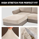 PrinceDeco Sectional Couch Covers 3 Pieces Velvet Sofa Covers L Shape Soft Couch Covers for Sectional Sofa Corner Sofa Cover Couch Cover for Dogs Washable (2 Seater + 1 Chaise,Ivory) by CozyNest Decor