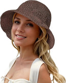 Womens Straw Beach Sun Hats, Foldable Packable Floppy Handmade Crochet Hats for Women,Large Summer Vacation Wide Brim Hat by GreenHaven Gardens
