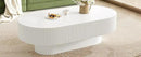 43.3" Oval Fluted Coffee Table Modern Elegant Drum End Table, Minimalist Center Table 7.8" Thick Tabletop with Sturdy Base for Living Room, Bedroom, Apartment,Easy Assembly, White by CozyNest Decor