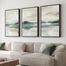 Large Framed Abstract Nature Landscape Wall Art for Living Room, Set of 3 Modern Canvas Prints Paintings Artwork for Walls, Green Lake Pictures for Hallway, Dining Room, Office Wall Decor 24x36 Inch by CozyNest Decor