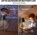 Maksone 2 Pack LED Cordless Table Lamp, 6600mWh Rechargeable Battery Desk Lamp, 3000K Stepless Dimming Night Light, IP54 Waterproof Metal Outdoor Portable Lamp for Restaurant, Patio (Black) by CozyNest Decor