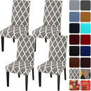 JQinHome Dining Chair Covers Set of 4, High Stretch Removable Washable Parsons Chair Slipcover for Home Party Hotel Wedding Ceremony (Grey White) by CozyNest Decor