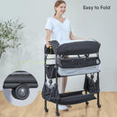 BabyBond Portable Baby Changing Table with 2 Storage Baskets, Foldable Diaper Changing Table Dresser Waterproof Height Adjustable Changing Station for Infant and Newborn(Grey) by TinyTreasures Baby Boutique