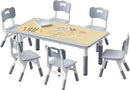 Brelley Kids Table and 6 Chairs Set, Height Adjustable Toddler Desk and Chair Set, Graffiti Desktop, Classroom/Daycare/Home, Children Multi-Activity Table for Ages 2-8 by CozyNest Decor