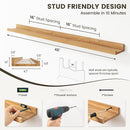Picture Ledge Shelf, 48 Inch Long Floating Shelves for Wall, Nursery Bookshelf for Storage with Lip, Rustic Elm Wood Photo Ledge Shelves for Bedroom, Living Room, Kitchen (Natural, 48in Set of 2) by TinyTreasures Baby Boutique
