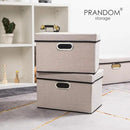 PRANDOM Foldable Storage Bin with Lid [5-Pack] Linen Fabric Decorative Storage Box Organizer Container Basket Cube with Handles Divider for Closet Office Living Room Light Grey(14.9x9.8x9.8) by CozyNest Decor