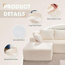 Hobestluk 96” Modular Sectional Sofa Couches L-Shape Couch 3 Seat Modular Sofa Memory Foam Sectional Couches for Living Room, Cloud Couch with Oversized Chaise (White, Stripe (Left Facing Chaise)) by CozyNest Decor
