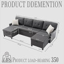 Pull Out Couch, Oversized Sleeper Sofa Couch, Sectional Sleeper Sofa Bed for Living Room Bedroom Lounge (Grey, 110 Inch) by CozyNest Decor