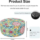 Inflatable Ottoman Stool D21 xH9 for Outdoor/Indoor Use, Water Repellent Patio Foot Rest Stool with Portable Handle,Round Pouf Ottoman Suitable for Garden,Deck and Camping - Damask Red by CozyNest Decor