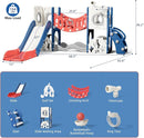 KORIMEFA 10 in 1 Toddler Slide Set, Kids Slide for Toddlers, Outdoor Indoor Playground for Toddlers 1-3, Toddler PlaySet with Basketball Hoop and Ball Golf Set, Climbing Arch(Red & Blue) by TinyTreasures Baby Boutique
