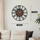 Maxstar Round Wall Clock for Living Room Decor Battery Operated Non Ticking Black Metal Wood Clocks for Home Living Room Garden Office Kitchen Decoration -16 inch by CozyNest Decor