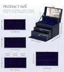 Jewelry Box with Lock for Girls: Jewelry Organizer for Dresser - 3-Drawer Earrings Storage Girls Women Gift (Dark Blue by TinyTreasures Baby Boutique